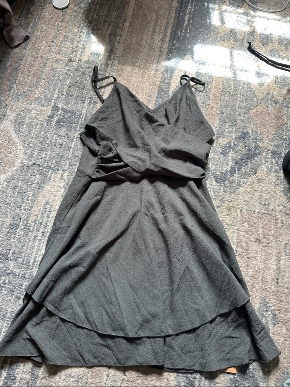 SHEIN Charcoal Gray Strapless Faux-Wrap Dress